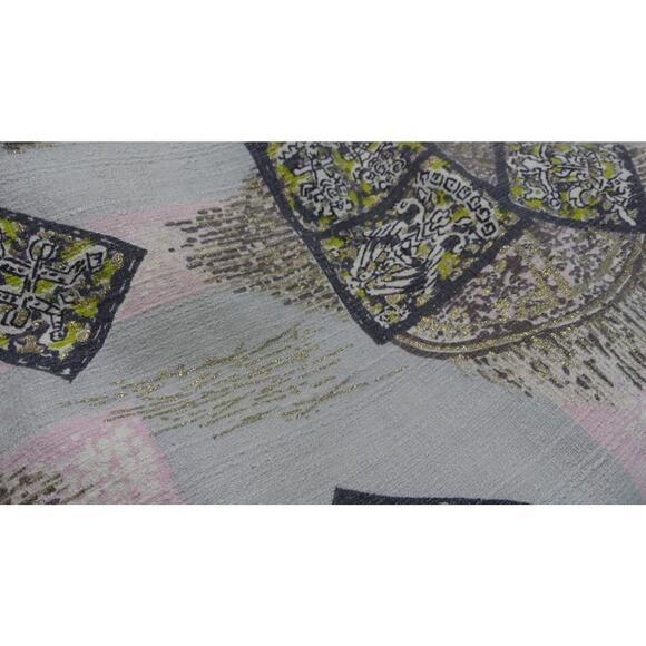 MCM Curtain Panels Pink Gold Vintage 42x54ea Lot of 2 Atomic Decor Barkcloth - Picture 10 of 13